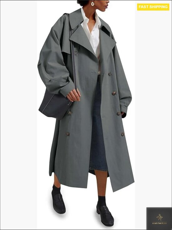 Jackets & Blazers - Oversized Double Breasted Trench Coat Classic Elegant Chic Belted Overcoat